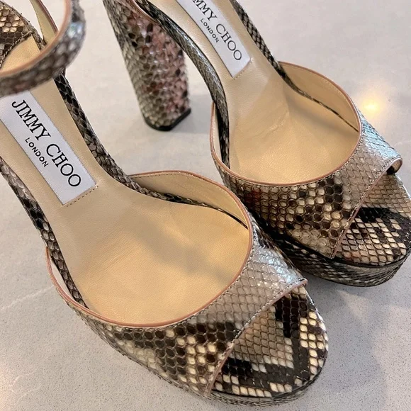 Jimmy Choo Peachy 125 / 38 Rosewood Mix Python Shoe - Picture 14 of 14